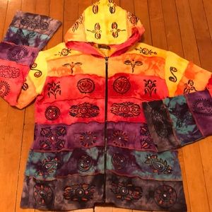 Tye- dyed hoodie bought at an art fair, size L.